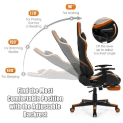 Costway Massage Gaming Chair Reclining Racing Chair With Lumbar Support &Footrest Orange -Costway GUEST 0615cd1b 51d2 48dd bf42 c3f07e06d6f7