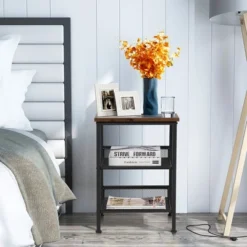 Costway Set Of 2 3-Tier Industrial End Side Table Nightstand W/2 Adjustable Shelves -Costway GUEST 06199aab 8471 4750 ab8e b4f5b293b981