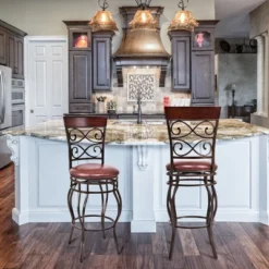 Set Of 2 Vintage Bar Stools Swivel Padded Seat 30'' Bistro Dining Kitchen Pub Chair High Back -Costway GUEST 061d2eb9 e832 46b5 b712 e0302f359cd5