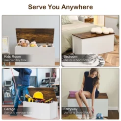 Costway Flip-top Storage Chest Lift Top Storage Bench Wooden Deck Box Toy Box -Costway GUEST 06300af1 1174 4f39 a62a 3dd284d71613