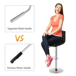 Set Of 2 Bar Stools PU Leather Adjustable Barstool Low Back Swivel Pub Chairs Black -Costway GUEST 06546f85 51b9 4a88 a3d5 071fc621992f