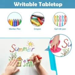 Costway Height Adjustable Kids Study Table And Chair Set W/Bookstand & Light Pink/Light Blue -Costway GUEST 066e63e3 5a3a 4b3a 9faa fb8b208b2a65