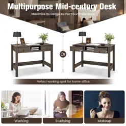 Costway Mid Century Computer Desk Home Office Study Table Laptop Workstation With2 Drawers -Costway GUEST 066ea498 c9b6 4760 a1c5 f3d83a2ac23a