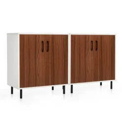 Costway Set Of 2 Sideboard Buffet Storage Cabinet Kitchen Cupboard With Adjustable Shelf -Costway GUEST 0674d156 eff1 4919 9c23 ce6f37f7dffc