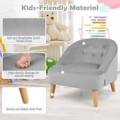 Costway Kids Sofa Chair W/ Ottoman Toddler Single Sofa Velvet Upholstered Couch GreyPink 17 Costway Kids Sofa Chair W/ Ottoman Toddler Single Sofa Velvet Upholstered Couch GreyPink -Costway GUEST 06ae2e96 8b58 4a19 b4da 17a900d051e7