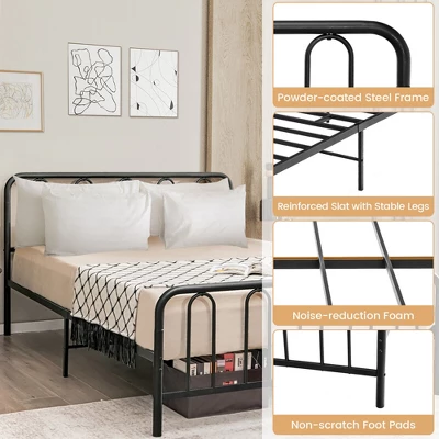 Costway Stylish Queen Size Metal Bed Frame Platform Bed Base W/ Headboard & Footboard 7 Costway Stylish Queen Size Metal Bed Frame Platform Bed Base W/ Headboard & Footboard - Image 5