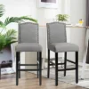 Costway Set Of 2 Bar Stools 30'' Upholstered Kitchen Rubber Wood Full Back Chairs Gray -Costway GUEST 0723cc64 b1ec 4560 8242 55493ee48611