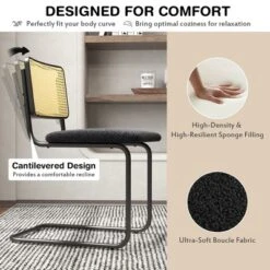 Costway Dining Chairs Set Rattan Upholstered Dining Chairs With Cane Back&Metal Base -Costway GUEST 075e78b0 ad7b 4569 b140 e37928d2a6b2