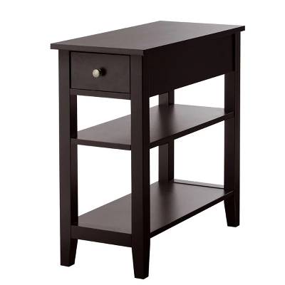 Costway 3Tier Nightstand Bedside Table Sofa Side End Table W/Double Shelves Drawer Brown 11 Costway 3Tier Nightstand Bedside Table Sofa Side End Table W/Double Shelves Drawer Brown - Image 9