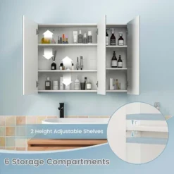 Costway 36" Wide Wall Mount Mirrored Bathroom Medicine Cabinet Organizer Mirror Door -Costway GUEST 07d5720b 0066 4339 a12b 59b8e498cb7d