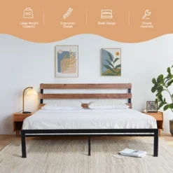 Costway Twin Size Metal Platform Bed Frame Mattress Foundation Wooden Headboard -Costway GUEST 07f1e150 4a44 4e90 a333 c637c5bf2b63
