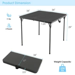 Costway Folding Camping Table Portable HDPE Outdoor Picnic Dining Table W/ Handle WhiteGrey -Costway GUEST 080e81e0 d2c0 4feb a733 f1ef8779c0b8