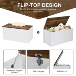 Costway Flip-top Storage Chest Lift Top Storage Bench Wooden Deck Box Toy Box -Costway GUEST 0824ff82 774b 4e4f b6f1 6f837c260625