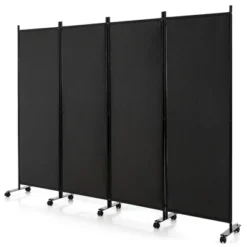 Costway 4-Panel Folding Room Divider 6FT Rolling Privacy Screen With Lockable Wheels Black/Brown/Grey/White -Costway GUEST 082d1290 7e11 4076 b49b 699e22fcb6b3