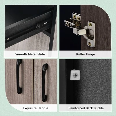 Costway 4-Door 71'' Kitchen Buffet Pantry Storage Cabinet W/Hutch Adjustable Shelf WhiteBlack 11 Costway 4-Door 71'' Kitchen Buffet Pantry Storage Cabinet W/Hutch Adjustable Shelf WhiteBlack - Image 9