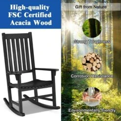 Costway 2PCS Wood Rocking Chair Porch Rocker High Back Garden Seat Indoor Outdoor -Costway GUEST 084952bb eae0 4fe6 a157 b54c59cc689f
