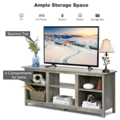 Costway 58'' 2-Tier TV Stand Entertainment Media Center Console Up To 65'' Grey -Costway GUEST 08592c5d 4fd9 4035 b94e e8b63a7c815c