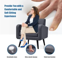 Costway Mid Century Accent Chair Fabric Arm Chair Single Sofa W/Rubber Wood Legs BlueGrey 17 Costway Mid Century Accent Chair Fabric Arm Chair Single Sofa W/Rubber Wood Legs BlueGrey -Costway GUEST 085ff2a6 9d32 485e b49f f0ce01e85e60