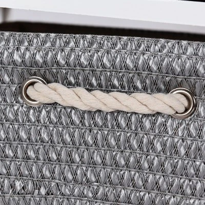 Costway Storage Drawer Unit 4 Woven Basket Cabinet Chest Bedside Table Nightstand 10 Costway Storage Drawer Unit 4 Woven Basket Cabinet Chest Bedside Table Nightstand - Image 8