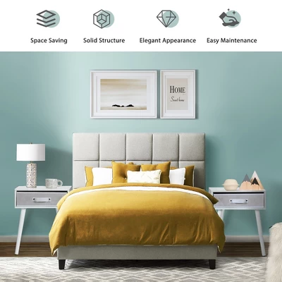 Costway Mid-Century Nightstand End Accent Bedside Table W/ Fabric Drawer Rustic White 6 Costway Mid-Century Nightstand End Accent Bedside Table W/ Fabric Drawer Rustic White - Image 4