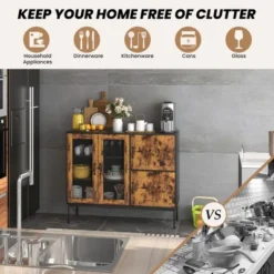 Costway Farmhouse Buffet Sideboard Console Table Cupboard With Metal Mesh Doors & Cabinets -Costway GUEST 08e5cef8 bb7a 4909 b04d 376b01af52d5