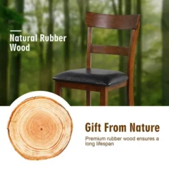 Costway Set Of 2 Barstools Counter Height Chairs W/Leather Seat & Rubber Wood Legs -Costway GUEST 08fa37ad 7f6a 48b6 b9c6 e6fb779d07ad