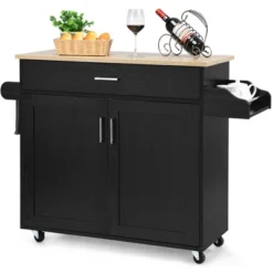 Costway Rolling Kitchen Island Cart Storage Cabinet W/ Towel & Spice Rack WhiteBlackCherryGray 25 Costway Rolling Kitchen Island Cart Storage Cabinet W/ Towel & Spice Rack WhiteBlackCherryGray -Costway GUEST 090feffd d272 412d 87d4 04caeb205a8a
