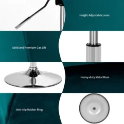 Costway Modern Velvet Chair Height Adjustable Bar Stool Swivel Makeup Seat -Costway GUEST 0939e063 2d70 4df3 92d9 35a96e5a0b46