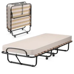 Costway Portable Folding Bed With Mattress Rollaway Cot Made In Italy NavyBeige -Costway GUEST 094c8714 3502 4147 ad2e 5bee3d307cbf