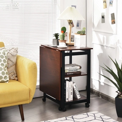 Costway Rolling Computer Desk Folding Writing Office Desk W/ Storage Shelves 5 Costway Rolling Computer Desk Folding Writing Office Desk W/ Storage Shelves - Image 3