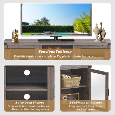 Costway TV Stand Entertainment Center For TV's Up To 65'' W/ Storage Cabinets Deep Taupe 10 Costway TV Stand Entertainment Center For TV's Up To 65'' W/ Storage Cabinets Deep Taupe - Image 8
