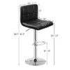 Set Of 2 Bar Stools PU Leather Adjustable Barstool Low Back Swivel Pub Chairs Black
