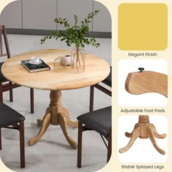 Costway Rustic Dining Table Wooden Dining Table With Round Tabletop & Curved Trestle Legs Natural/Walnut -Costway GUEST 09edfea5 6000 4e54 921c ad0618707817