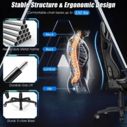 Costway Massage Gaming Chair With 2 Bluetooth Speakers Adjustable Swivel Racing Style Chair 12 Costway Massage Gaming Chair With 2 Bluetooth Speakers Adjustable Swivel Racing Style Chair -Costway GUEST 0a066835 e021 445e bf39 e66ac43bd31c