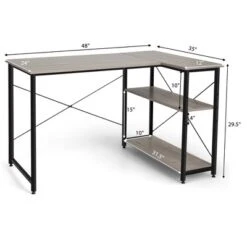 Costway 48'' Reversible L Shaped Computer Desk Home Office Table Adjustable Shelf BrownGrayNatural -Costway GUEST 0a2c8521 f71d 4384 834d a6ba164bb6cb