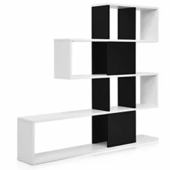 Costway 5-Tier Bookshelf Corner Ladder Bookcase Display Storage Rack Black White -Costway GUEST 0a49f013 1ece 496a 9914 96e3862e49d0