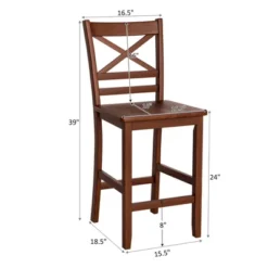 Costway Set Of 2 Bar Stools 24'' Counter Height Chairs W/ Rubber Wood Legs Walnut -Costway GUEST 0a58376e 3982 4cfa bf5f 679464d5bea2