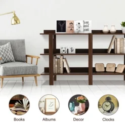 Costway 59'' 3 Tier Console Table With Storage Wooden Sofa Entryway Table Brown Walnut 14 Costway 59'' 3 Tier Console Table With Storage Wooden Sofa Entryway Table Brown Walnut -Costway GUEST 0a672e0c 775c 4296 a16a e1f0c5e7ce47