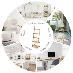 Costway 5-Tier Ladder Shelf Bamboo Bookshelf Wall-Leaning Storage Display Plant Stand -Costway GUEST 0ac2d55c 9e2d 4bad b40d d5b77fac4b6d