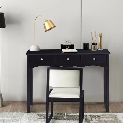 Costway Console Table Hall Table Side Table Desk Accent Table 3 Drawers Entryway Black 8 Costway Console Table Hall Table Side Table Desk Accent Table 3 Drawers Entryway Black - Image 6