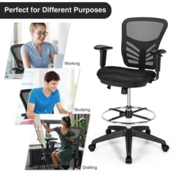 Costway Mesh Drafting Chair Office Chair W/Adjustable Armrests & Foot-Ring 16 Costway Mesh Drafting Chair Office Chair W/Adjustable Armrests & Foot-Ring -Costway GUEST 0b02ab5c a88e 4b21 bcc8 aa43d9664b14