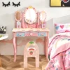 Costway Kids Vanity Princess Makeup Dressing Table Chair Set W/ Tri-fold Mirror Pink -Costway GUEST 0b2933f7 261d 4e94 b8e5 c0a095b6d5b0