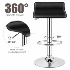 Costway Set Of 2 Swivel Bar Stool PU Leather Adjustable Kitchen Counter Bar Chairs Black Low Back -Costway GUEST 0b47183d 5087 418a 91cd 23b1da1fb652