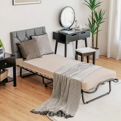 Costway Folding Bed W/Memory Foam Mattress Dust-Proof Bag Rollaway Metal Bed Sleeper Made In Italy 3 Costway Folding Bed W/Memory Foam Mattress Dust-Proof Bag Rollaway Metal Bed Sleeper Made In Italy