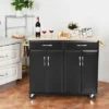 Costway Rolling Kitchen Trolley Island Black Cart Wood Top Storage Cabinet Utility W/ Drawers -Costway GUEST 0b62b94a b49a 4082 b532 37f55e329c0d