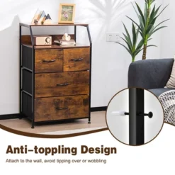 Costway 4 Drawer Dresser Tall Wide Storage Organizer Unit W/ Wooden Top Fabric Bins 15 Costway 4 Drawer Dresser Tall Wide Storage Organizer Unit W/ Wooden Top Fabric Bins -Costway GUEST 0b86f2a6 a92f 45f3 a3a4 5ddf09aa9e95