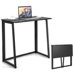 Costway Folding Computer Desk No Assembly Study Writing Table For Small Spaces Walnut/Black/Brown/White -Costway GUEST 0c2204f8 a441 4b3e a8b1 21cb8978288b