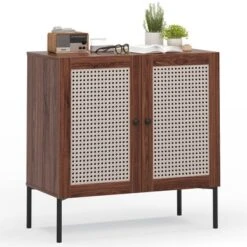 Costway Rattan Buffet Sideboard Wine Cabinet Cupboard With Adjustable Shelf Oak/Walnut -Costway GUEST 0c388eee 81aa 4aad 8073 d26936a171a0