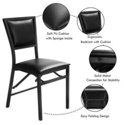 Costway Set Of 2 Metal Folding Chair Dining Chairs Home Restaurant Furniture Portable Black -Costway GUEST 0c699723 3046 4baa 9087 894305c12b25