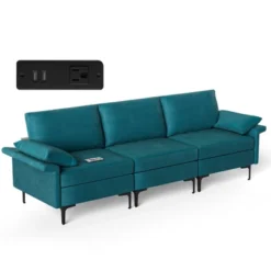 Costway Modern Modular Fabric 3-Seat Sofa Couch With Socket USB Ports & Metal Legs Grey/Blue 22 Costway Modern Modular Fabric 3-Seat Sofa Couch With Socket USB Ports & Metal Legs Grey/Blue -Costway GUEST 0c7afb34 2e0a 4b32 a59b ba9619609f2c